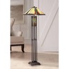 Robert Louis Tiffany Ranier Rustic Mission Floor Lamp 59 1/2" Tall Bronze with LED Nightlight Stained Art Glass Shade for Living Room Bedroom Office - 2 of 4