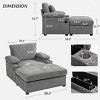 Convertible Sleeper Chair Bed with Ottoman,Oversized Chenille Sofa Chair with Cupholders USB Ports Armrest Storage for Living Room-Baofuwish - 4 of 4