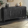 GDFStudio Pearson 59'' Vertical Wood Grain Carving Curved Cabinet/Sideboard with Adjustable Shelves - image 2 of 4