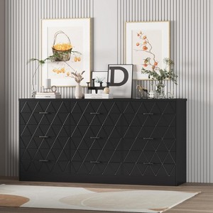 9 Drawer Dresser for Bedroom with Power Outlet, 63'' Wooden Large Dresser with Wide Drawer - 1 of 4
