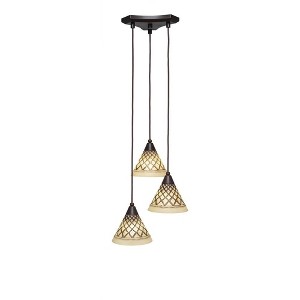 Toltec Lighting Europa 3 - Light Pendant in  Dark Granite with 7" Chocolate Icing Shade - 1 of 1