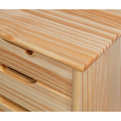 Natural Wood 6-Drawer Rolling Storage Cart