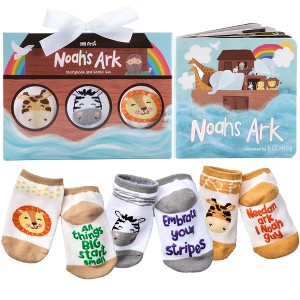 Tickle & Main Noah's Ark 4-Piece Gift Set for Infants 0-12 Months, Includes Storybook and 3 Pairs of Animal Socks Noah - 1 of 4