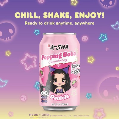 A-Sha Foods Kuromi x Katseye RTD Popping Boba Strawberry - 10.5 fl oz