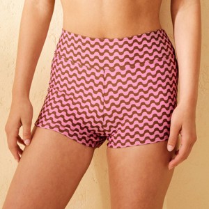 Women's Mid-Rise Swim Shortie - Wild Fable™ Pink/Brown Wave Print - 1 of 4