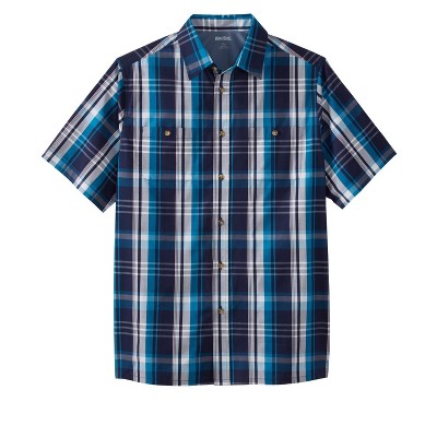 KingSize Short-Sleeve Plaid Sport Shirt