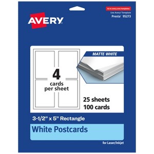 Avery Printable Matte White Cards, 3.5" x 5" Rectangle - 1 of 4