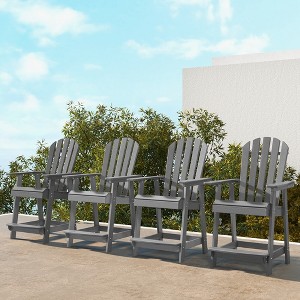 Costway 1/2/4 PCS Tall Bar Stool HDPE Patio Chair with Armrest Footrest Home Indoor Outdoor Gray - 1 of 4