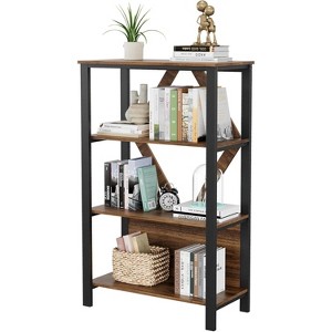 GustoWave Book Shelf - Bookcase with Open Display Shelves Wood and Metal Standing Bookshelf with Storage Rack - 1 of 4