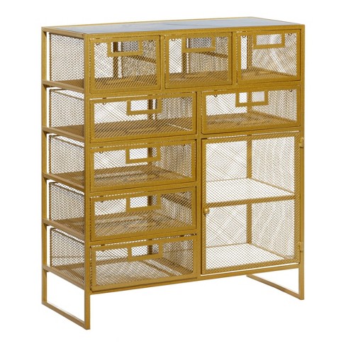 Contemporary Metal Storage Unit Gold - Olivia & May : Target
