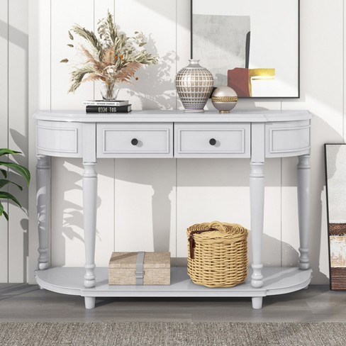 Curved console table 2024 with drawers