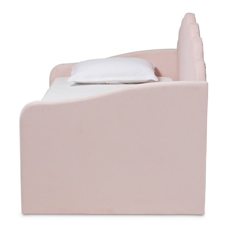 Timila Velvet Fabric Upholstered Daybed with Trundle Light Pink - Baxton Studio, 4 of 13