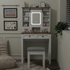 ELECWISH Small Vanity Table with Mirror, Chair and Storage Stool - 3 of 4