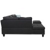 TiramisuBest Black Faux Leather L-Shaped Sectional Sofa with Storage Ottoman & Cup Holders, 3-Piece Couch for Living Room - 4 of 4