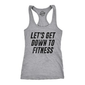 Let's Get Down To Fitness Womens Fitness Tank Funny Workout Gym Graphic Shirt - Crazy Dog Women's Tank Top - 1 of 4