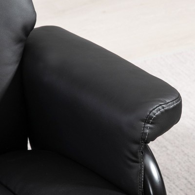 Black Faux Leather Swivel Recliner Chair with Ottoman