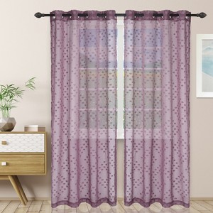 Floral Sheer Grommet Curtain Panel Set by Blue Nile Mills - 1 of 4