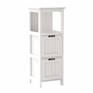 Sevobal Bathroom Storage Cabinets, Floor Organizer with 2 Drawers and Open Storage Shelf, Freestanding Storage for Bathroom, White, 13"*13"*35.43" - 1 of 4