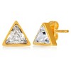 ELYA Women's Polished Trillion-Cut Cubic Zirconia Stud Steel Earrings - 3 of 3