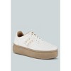 Faux Leather Cross Stitch Detail Sneakers Women - 2 of 4