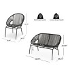 3-Piece Wicker Patio Conversation Set with 2 Arm Chairs and Loveseat, Outdoor Furniture for Balcony or Small Space – The Pop Home - 3 of 4