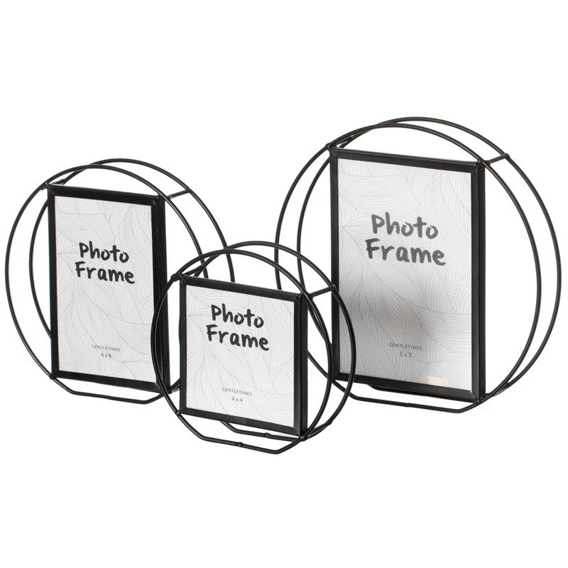 Fabulaxe Modern Circle Shape Black Metal Decor Photo Frame for Tabletop Display, 3 of 8