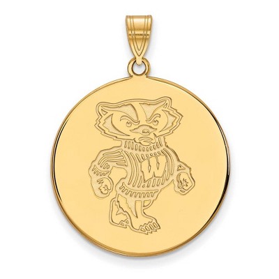 Black Bow Jewelry 10k Yellow Gold Wisconsin Badgers NCAA Extra Large Pendant