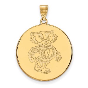 Black Bow Jewelry 10k Yellow Gold Wisconsin Badgers NCAA Extra Large Pendant - 1 of 3