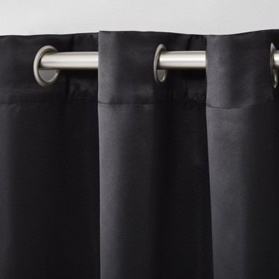 Seville Black Polyester Blackout Grommet Curtain Panel Pair