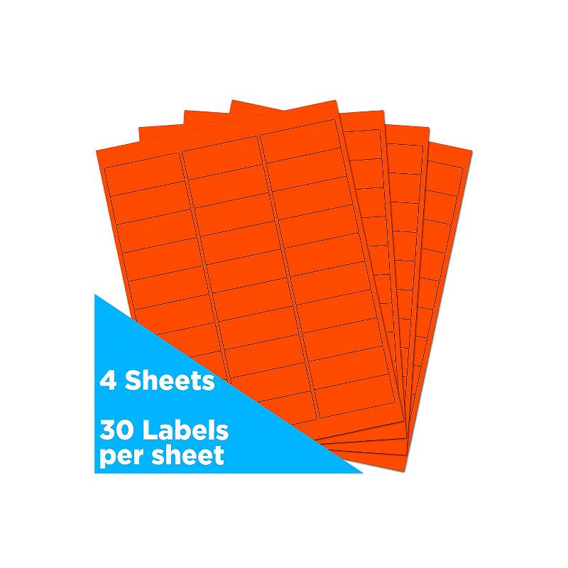 JAM Paper Laser/Inkjet Mailing Address Labels 1 x 2 5/8 Neon Red 354328230, 2 of 6