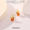 Witch Hat Orange CZ Stud Earrings for Women Halloween Jewelry 14KT Gold Plated Sterling Silver Ginger Lyne Collection - 2 of 4