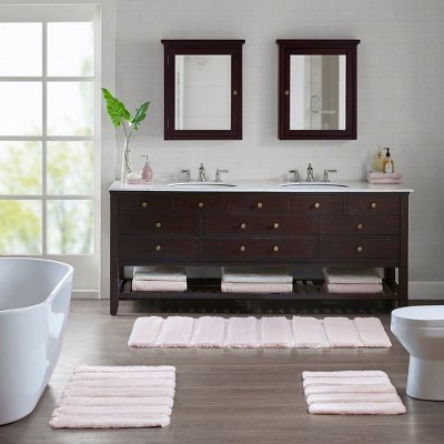 Kumasinova Tufted Pearl Channel Bathroom Rugs, Washable Rug, High-Low Stripe Bath Rug, Non-Skid Door Mat, Area Rug, Oeko-Tex Certified