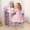 Kids Vanity with Lighted Mirror & Stool, Little Girls Vanity with Adjustable LED Light - 2 of 4