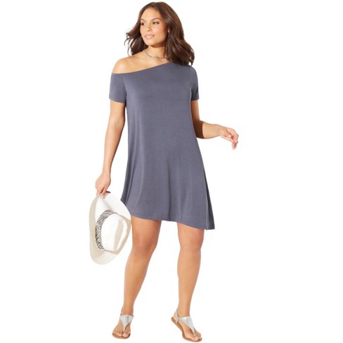 Ellos Women's Plus Size Blouson Sleeve Sweatshirt Tunic Dress, 10/12 -  Heather Grey : Target