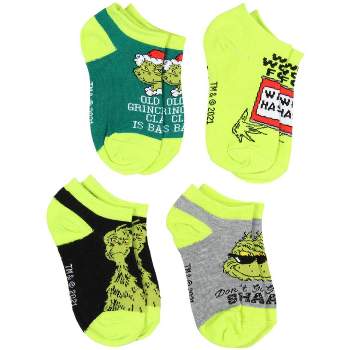 Dr. Seuss The Grinch Kids Socks Old Grinchy Clause 4 Pairs Ankle No Show Socks Multicoloured