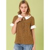 Allegra K Women's Contrast Doll Collar Polka Dots Short Sleeves Blouse - 2 of 4