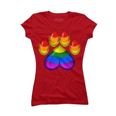 Adult Design By Humans Rainbow Pride Heart Pawprint By leashonlife T-Shirt