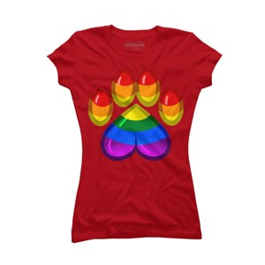 Adult Design By Humans Rainbow Pride Heart Pawprint By leashonlife T-Shirt - 1 of 2
