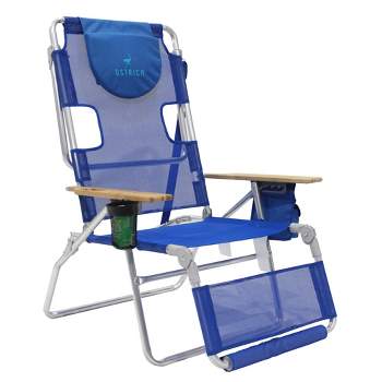 Ostrich Altitude 3-N-1 Lightweight Lawn Beach Reclining Lounge Chair with Footrest, Outdoor Furniture for Patio, Balcony, Backyard, or Porch, Blue