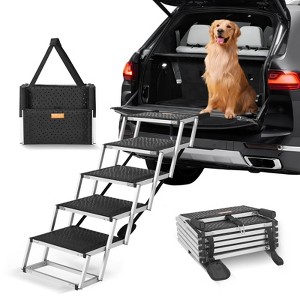 VEVOR Dog Stair for Cars, Wide 5-step Dog Car Steps, Folding Dog Car Ramp with Nonslip Surface, Portable Pet Steps Lightweight Aluminum - 1 of 4