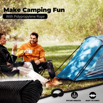 RamPro 1/4" Nylon Rope – Durable White Rope for Flagpole Replacement, Camping, Hiking, Laundry Line, Tie-Downs, Pulling, Swings & More Outdoors.