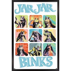 Trends International Star Wars: The Phantom Menace - Jar Jar Binks Grid Framed Wall Poster Prints - 1 of 4