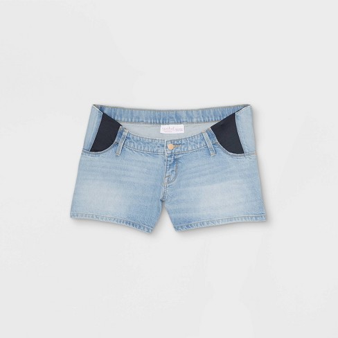 maternity denim shorts side panel