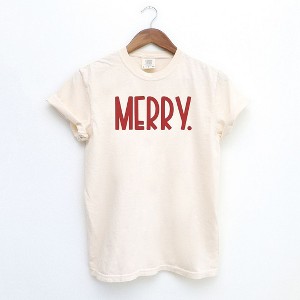 Simply Sage Market Women's Merry Bold Word Short Sleeve Garment Dyed Tee - 1 of 2