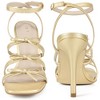 BLISSFUL STEP Women's Square Toe Stiletto Heel Bow Heeled Sandals - 2 of 3