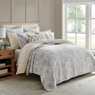 Gray Cotton Twin Reversible Quilt Set