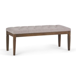 Hopewell Tufted Ottoman Bench Cloud Gray Linen Look Fabric - Wyndenhall, Adult Unisex, Cloudy Gray