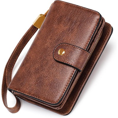 BEAFUP Women's Wallet,Small Wallet RFID Blocking Leather Wristlet，Bifold Wallet Credit Card Holder with Zipper Coin Pocket and ID Window