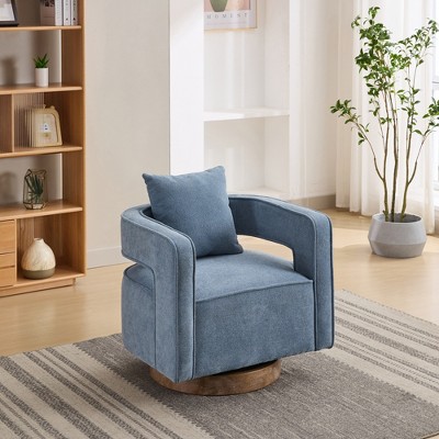 29.13"W Cozy Swivel Accent Open Back Chair with Weathered Base, Modern Sofa Armchair 4Q - ModernLuxe
