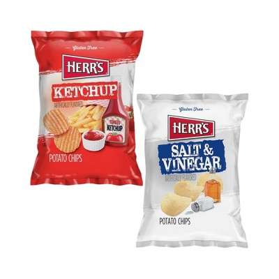 Herr's Salt & Vinegar and Ketchup Flavor Potato Chips, Variety Pack - 1 Oz. Bag (Pack of 42)